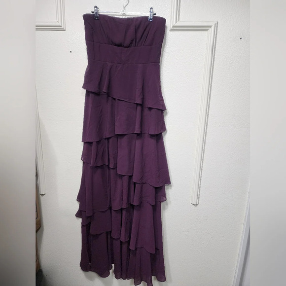 Lulus Gorgeous Essence Dark Purple Strapless Tiered Maxi Dress Wedding Party - Picture 6 of 8
